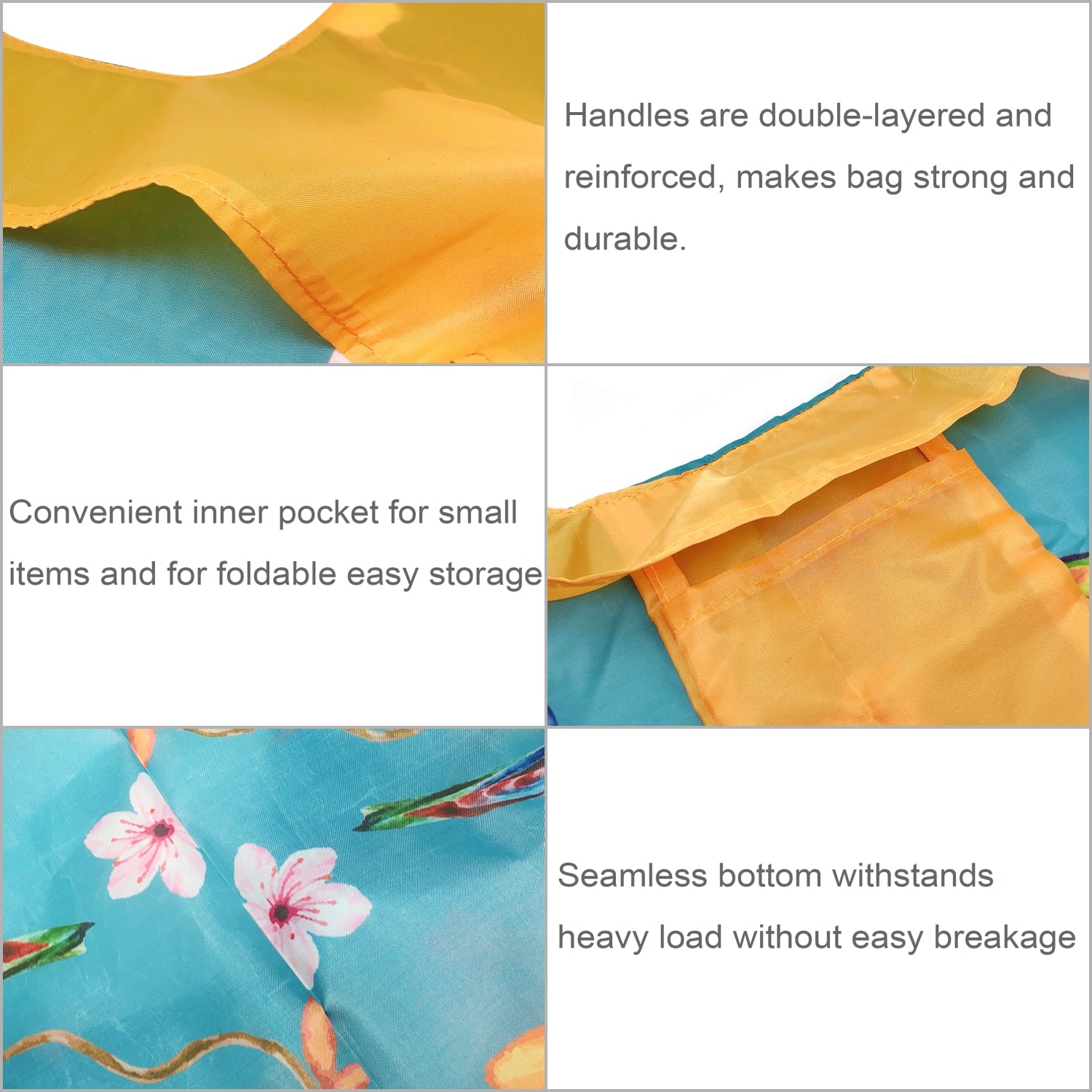 Wrapables Large Reusable Shopping Tote Bag with Outer Pouch (Set of 3)