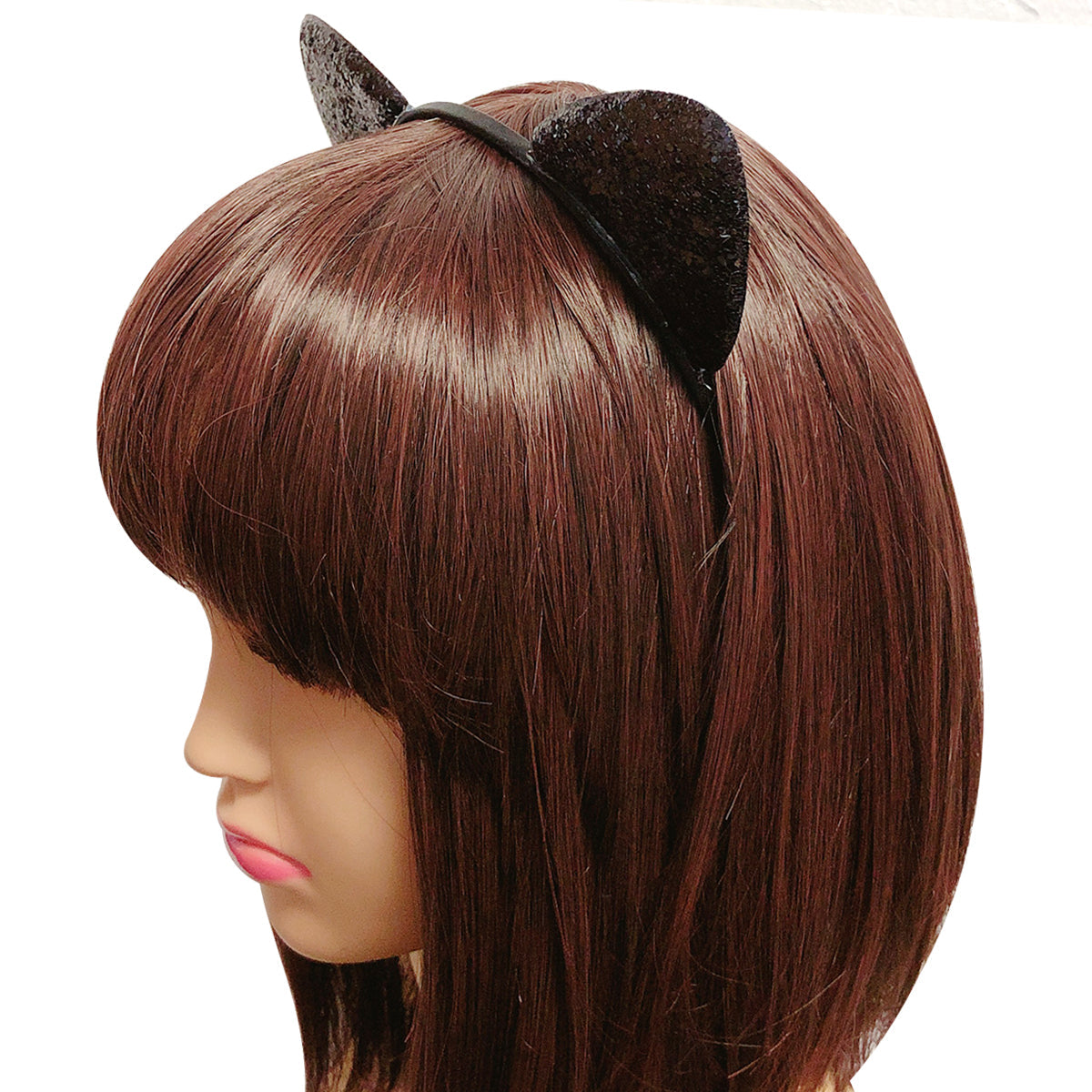 Wrapables Cosplay Costume Headband, Party Headwear for Women and Kids, Glittery Black Cat Ears