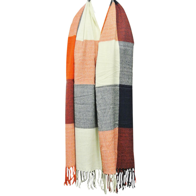 Wrapables Winter Warm Plaid Long Scarf Wrap, Orange