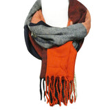 Wrapables Winter Warm Plaid Long Scarf Wrap, Orange