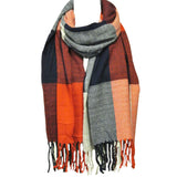 Wrapables Winter Warm Plaid Long Scarf Wrap, Orange