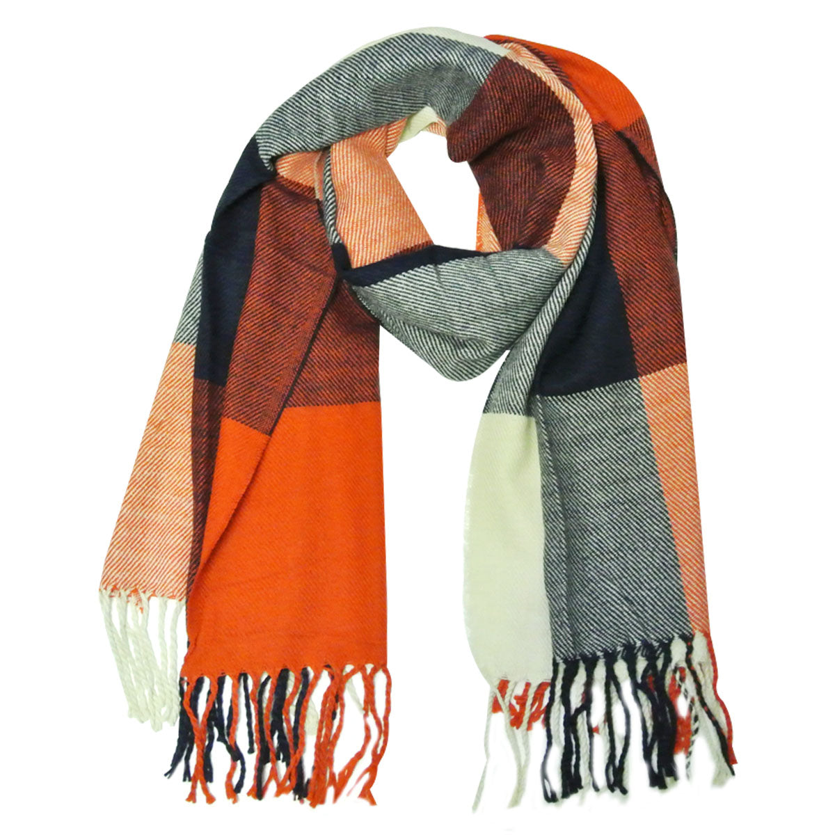 Wrapables Winter Warm Plaid Long Scarf Wrap, Orange