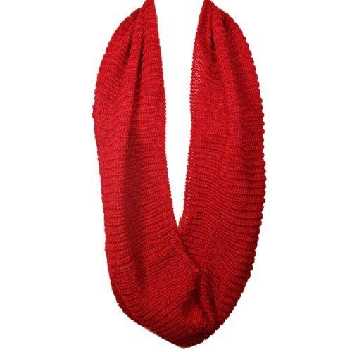 Wrapables Solid Color Warm Winter Knit Infinity Scarf, Cherry Red