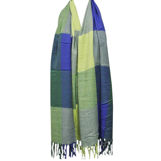 Wrapables Winter Warm Plaid Long Scarf Wrap, Lime Green