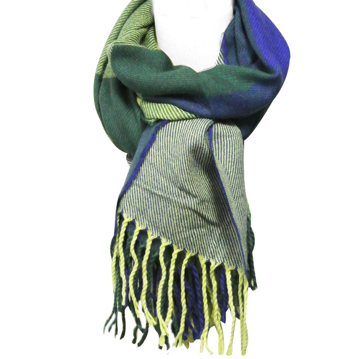 Wrapables Winter Warm Plaid Long Scarf Wrap, Lime Green