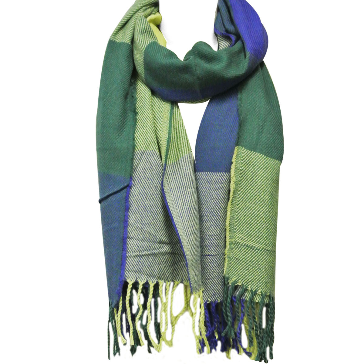 Wrapables Winter Warm Plaid Long Scarf Wrap, Lime Green