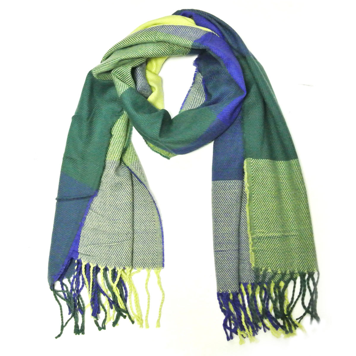 Wrapables Winter Warm Plaid Long Scarf Wrap, Lime Green