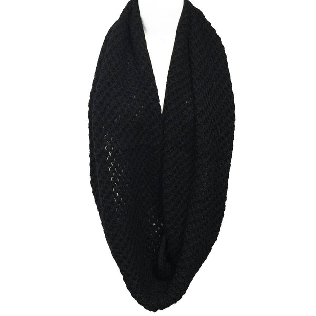 Wrapables Solid Color Warm Winter Knit Infinity Scarf, Black_A