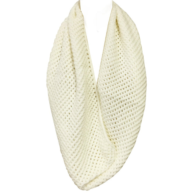 Wrapables Solid Color Warm Winter Knit Infinity Scarf, Off White_A