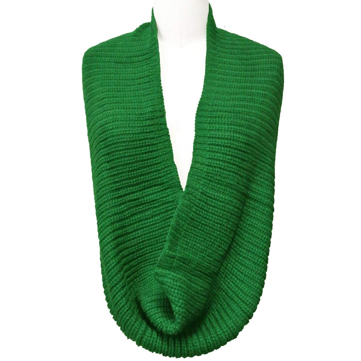 Wrapables Solid Color Warm Winter Knit Infinity Scarf, Kelly Green