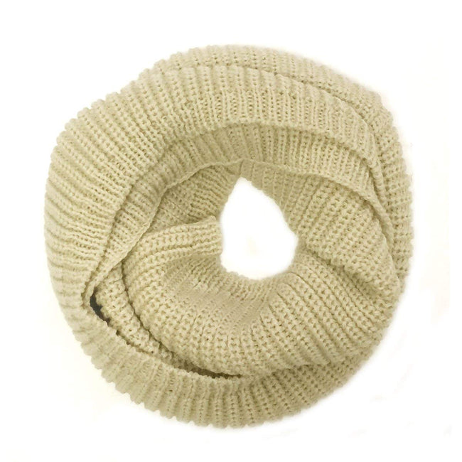 Wrapables Solid Color Warm Winter Knit Infinity Scarf, Vanilla