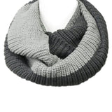 Wrapables Solid Color Warm Winter Knit Infinity Scarf, Platinum/Dark Gray