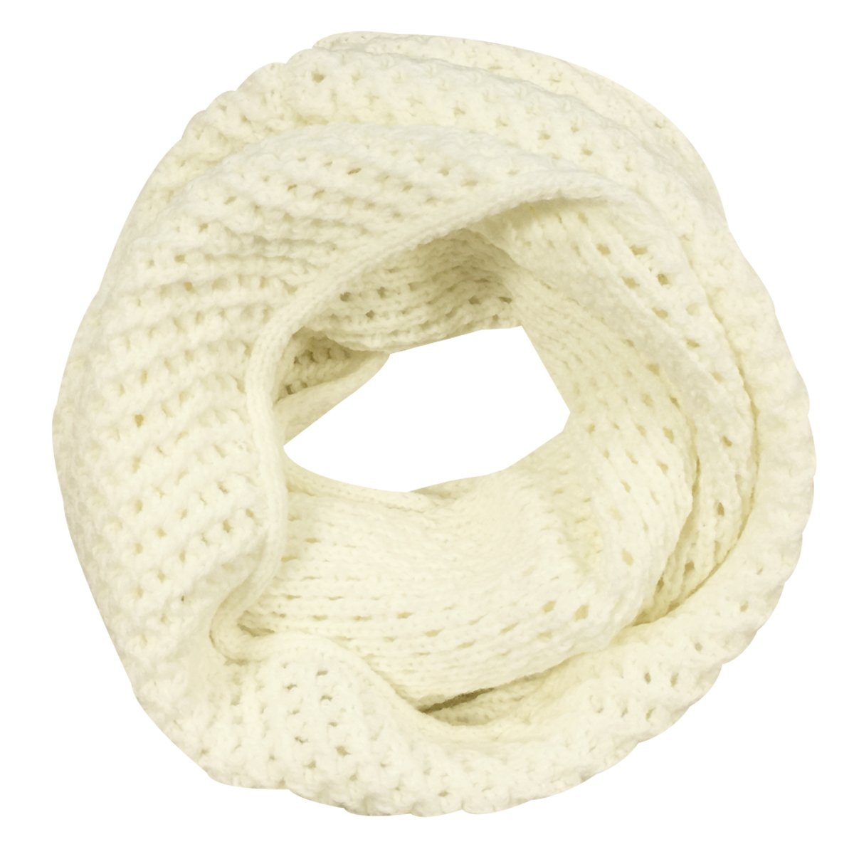 Wrapables Solid Color Warm Winter Knit Infinity Scarf, Off White_A