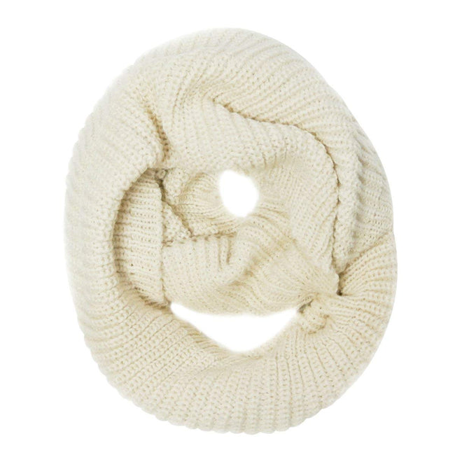 Wrapables Solid Color Warm Winter Knit Infinity Scarf, Cream