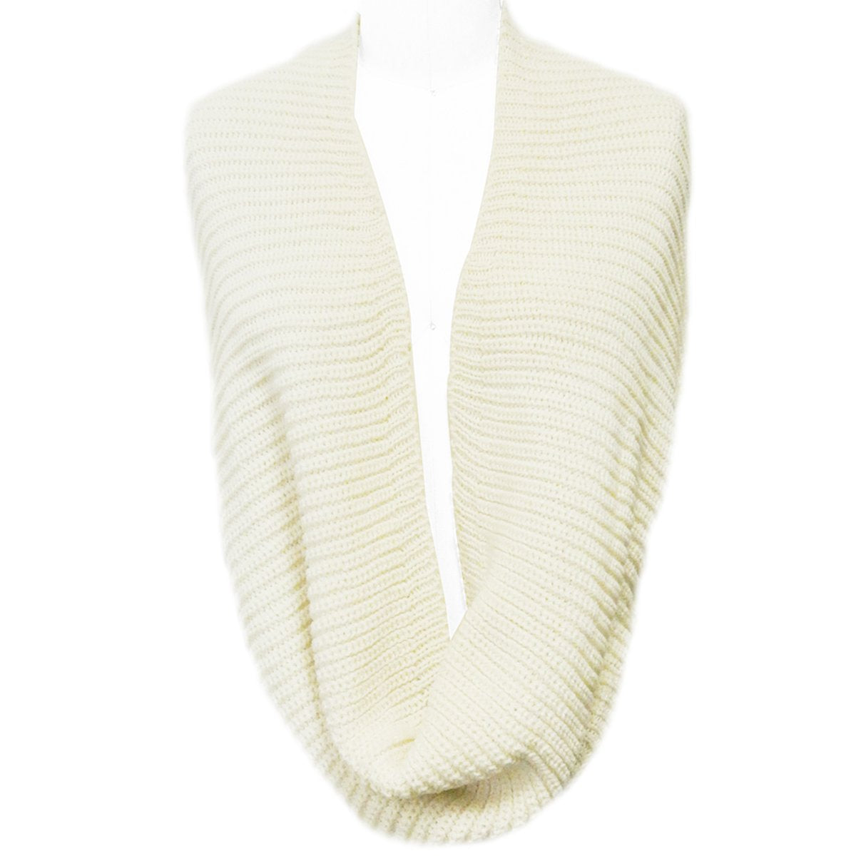 Wrapables Solid Color Warm Winter Knit Infinity Scarf, Off White