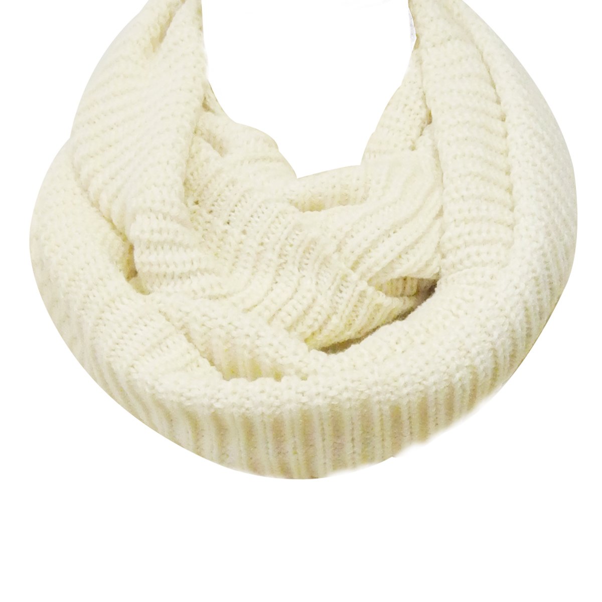 Wrapables Solid Color Warm Winter Knit Infinity Scarf, Off White