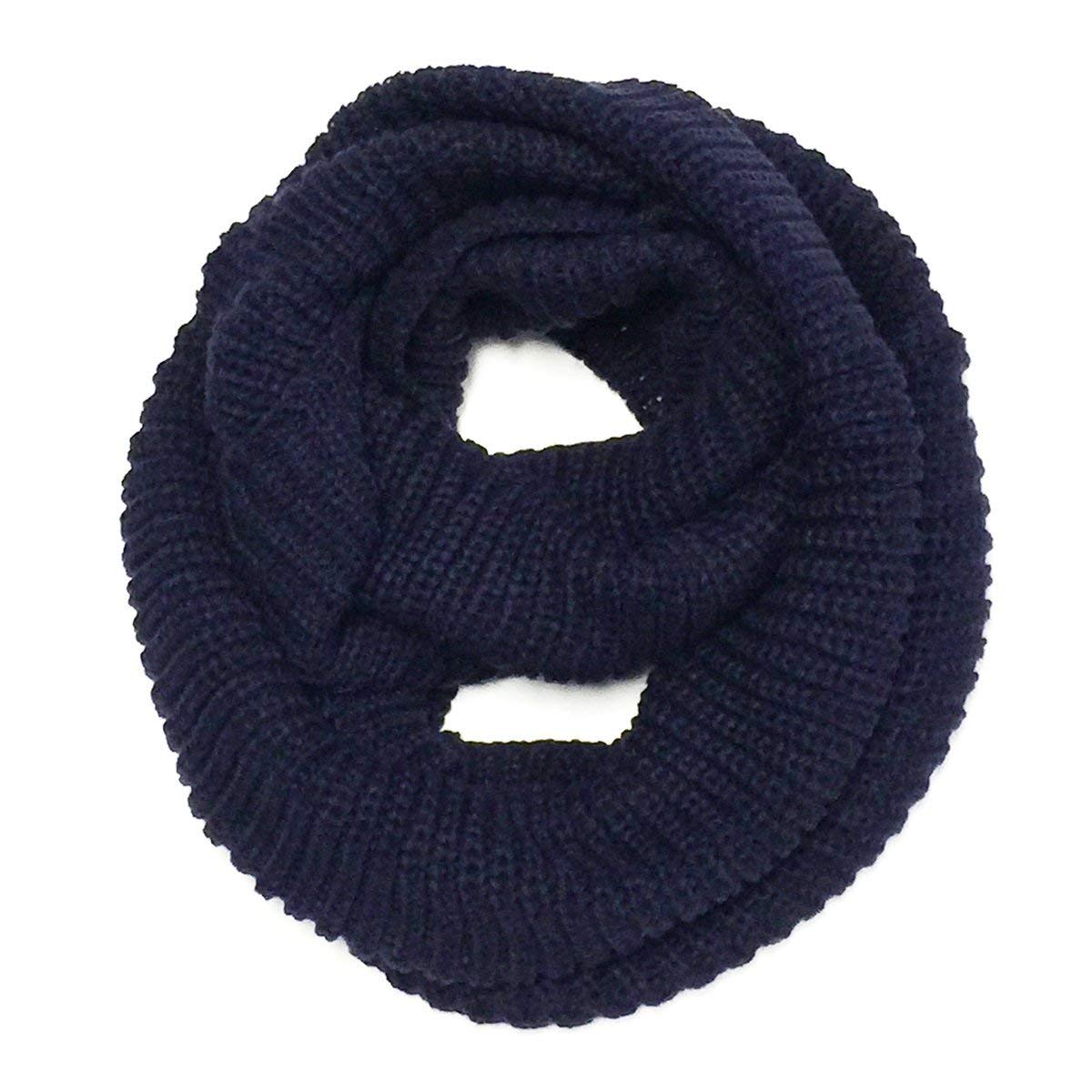 Wrapables Solid Color Warm Winter Knit Infinity Scarf, Midnight Blue