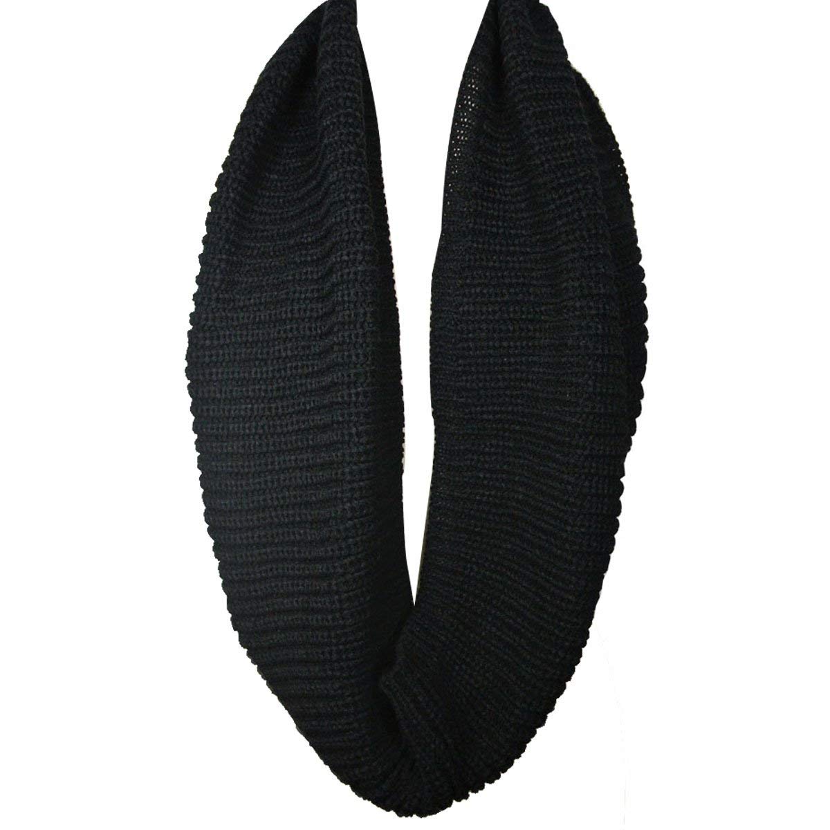 Wrapables Solid Color Warm Winter Knit Infinity Scarf, Black