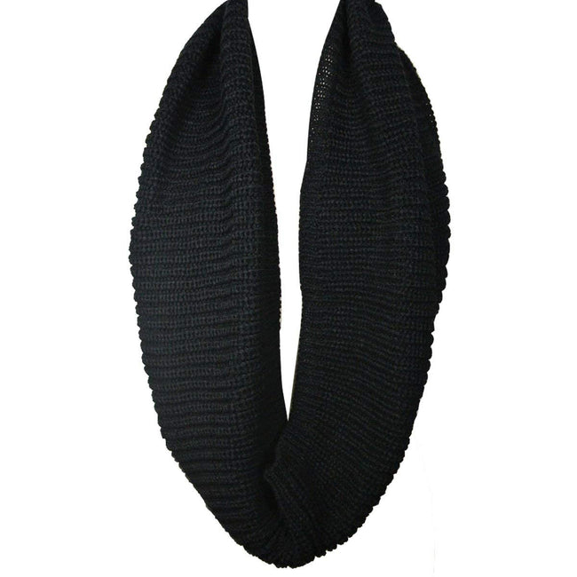 Wrapables Solid Color Warm Winter Knit Infinity Scarf, Black