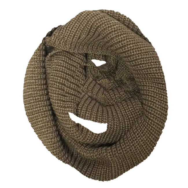 Wrapables Solid Color Warm Winter Knit Infinity Scarf, Chestnut