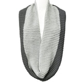 Wrapables Solid Color Warm Winter Knit Infinity Scarf, Platinum/Dark Gray