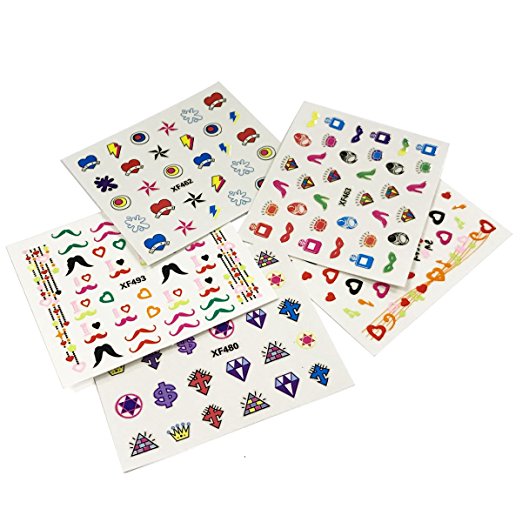 Wrapables Funky Bling Funky Patterns Nail Stickers Nail Art 3d Nail Decals, 10 sheets (300+ nail stickers)