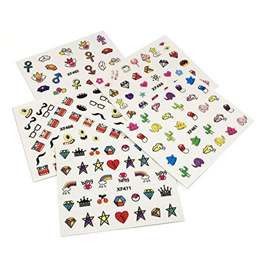 Wrapables Funky Monsters Funky Patterns Nail Stickers Nail Art 3d Nail Decals, 10 sheets (300+ nail stickers)