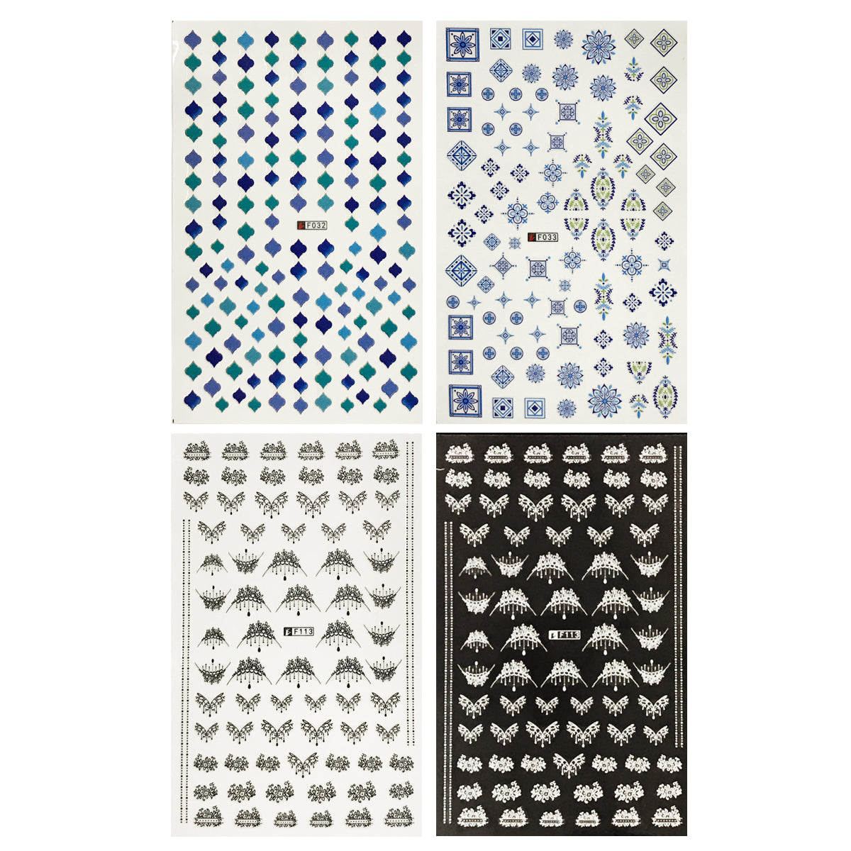 Wrapables 4 Sheets Nail Stickers Nail Art Set - Chandelier & Moroccan Nail Stickers (4 sheets)