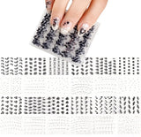 Wrapables Sparkly Black & White Flower Nail Art Sparkle Flower Nail Stickers (24 sheets)