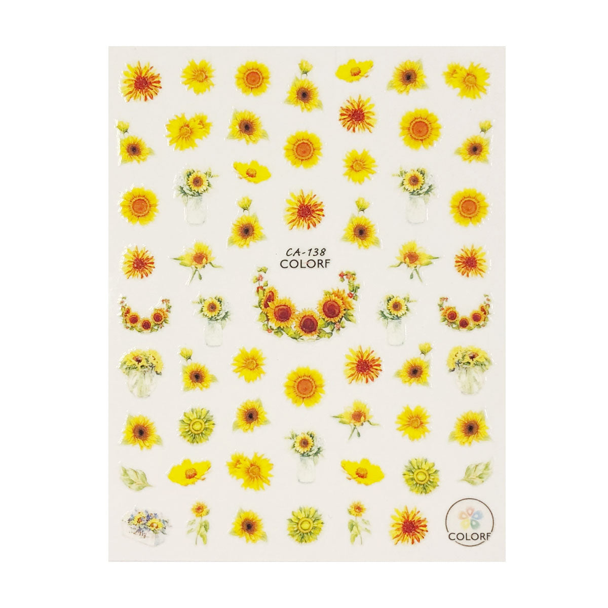 Wrapables 3 Sheets Buzzing Nature Nail Art Bees & Sunflowers Nail Stickers