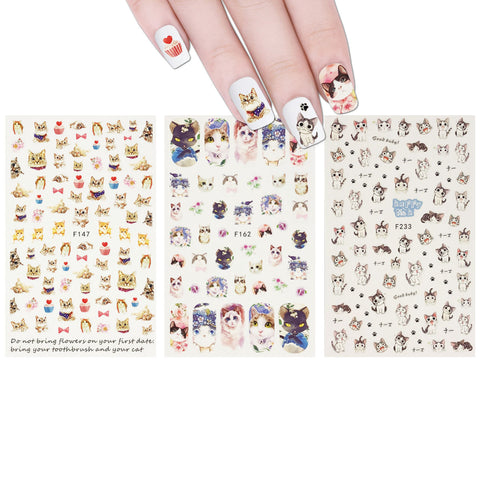 Wrapables Fingernail Stickers Nail Art Nail Stickers Self-Adhesive Nail Stickers 3D Nail Decals - Leopard, Cross, Crown, Lace & Flowers (4 Designs/8 Sheets)