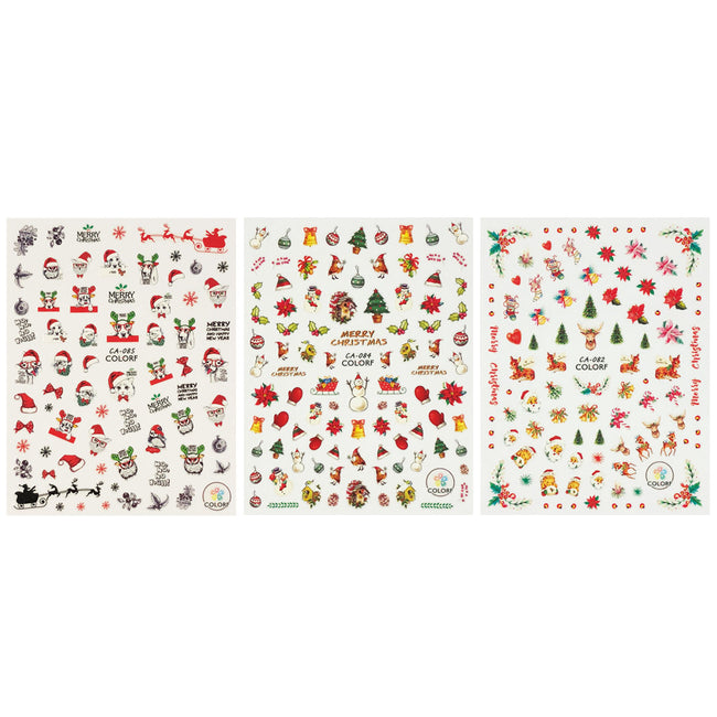 Wrapables 3 Sheets Jolly Animals Christmas Nail Art Christmas Nail Stickers