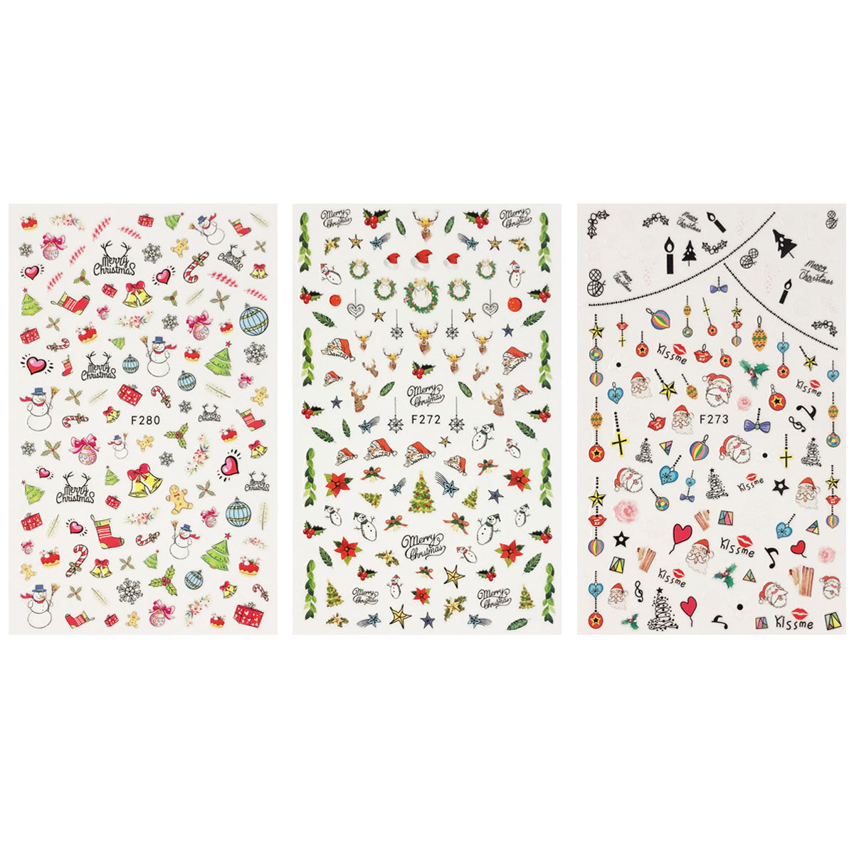 Wrapables 3 Sheets Merry Christmas Nail Art Christmas Nail Stickers