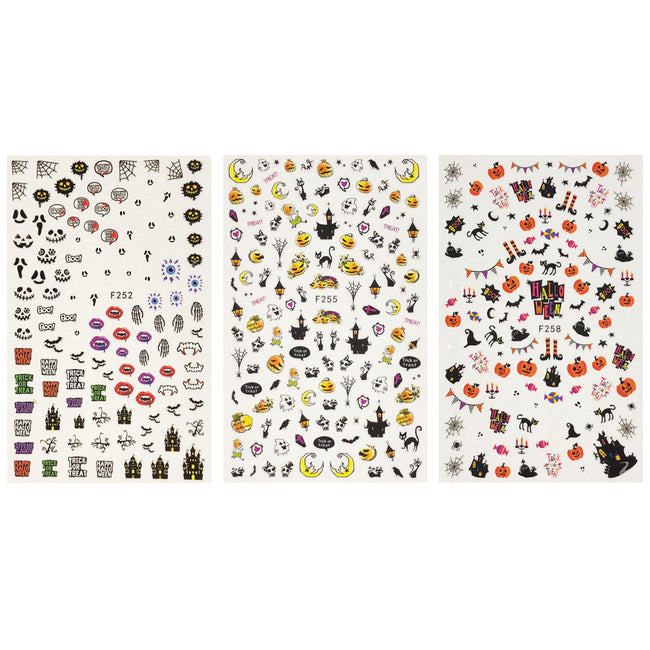 Wrapables 3 Sheets Spooky Halloween Nail Art Halloween Nail Stickers