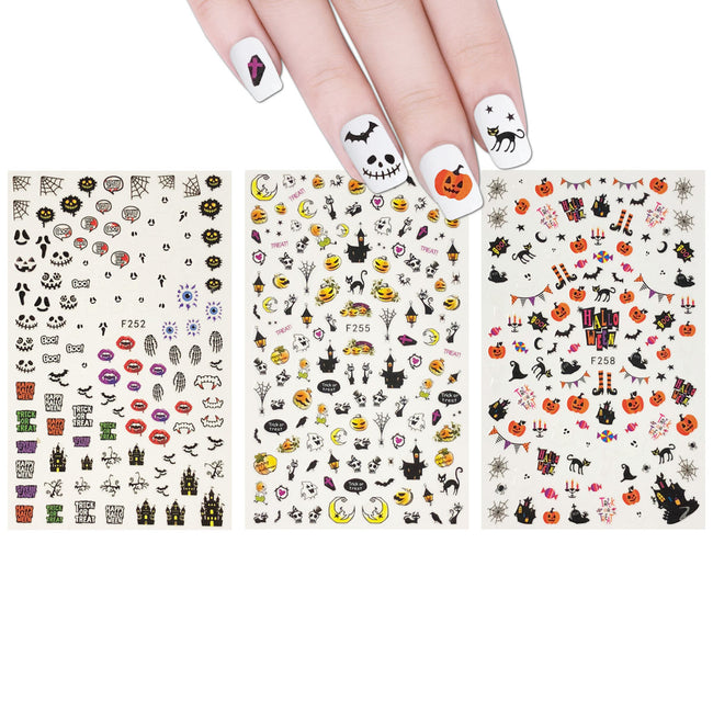 Wrapables 3 Sheets Spooky Halloween Nail Art Halloween Nail Stickers