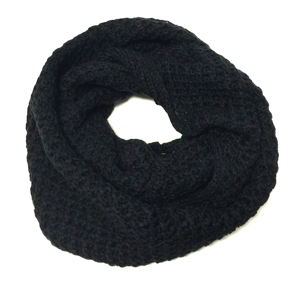 Wrapables Solid Color Warm Winter Knit Infinity Scarf, Black_A