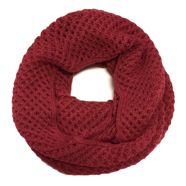 Wrapables Solid Color Warm Winter Knit Infinity Scarf, Wine_A