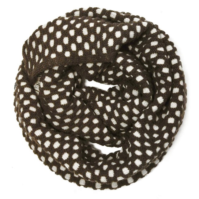 Wrapables Two Tone Warm Winter Knit Infinity Scarf, Dark Brown & White