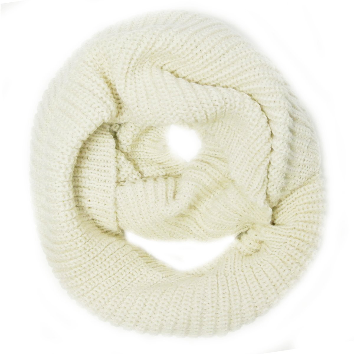 Wrapables Solid Color Warm Winter Knit Infinity Scarf, Off White