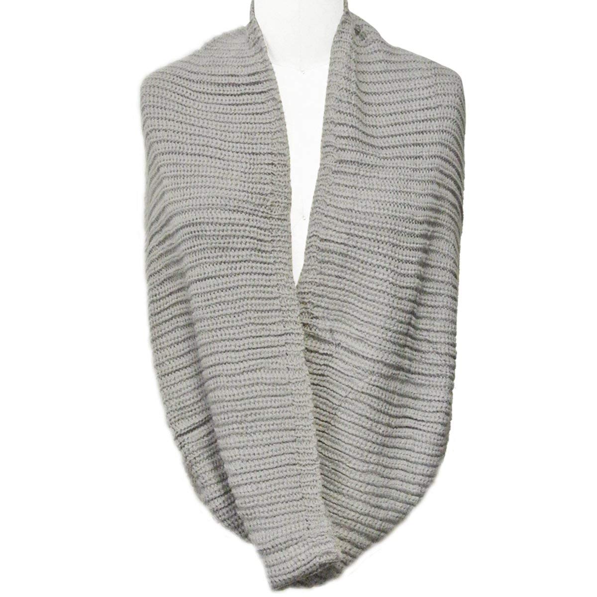 Wrapables Solid Color Warm Winter Knit Infinity Scarf, Soft Gray