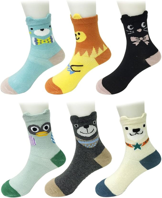 Wrapables Peek A Boo Animal Non-Skid Toddler Socks (Set of 6), Bears and Buddies, Large