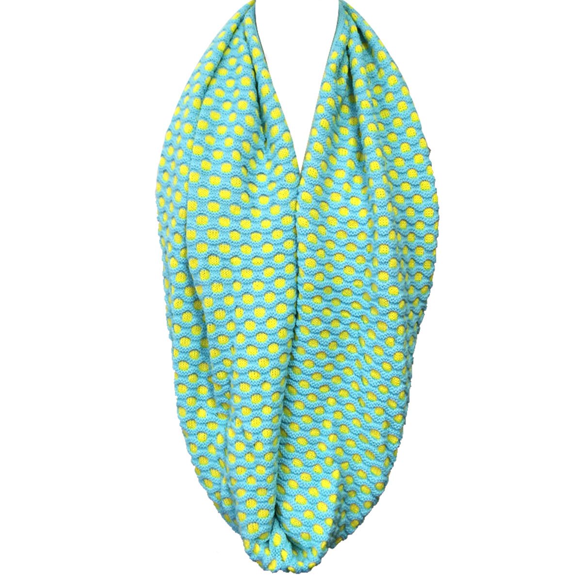 Wrapables Two Tone Warm Winter Knit Infinity Scarf, Aqua & Lime Green