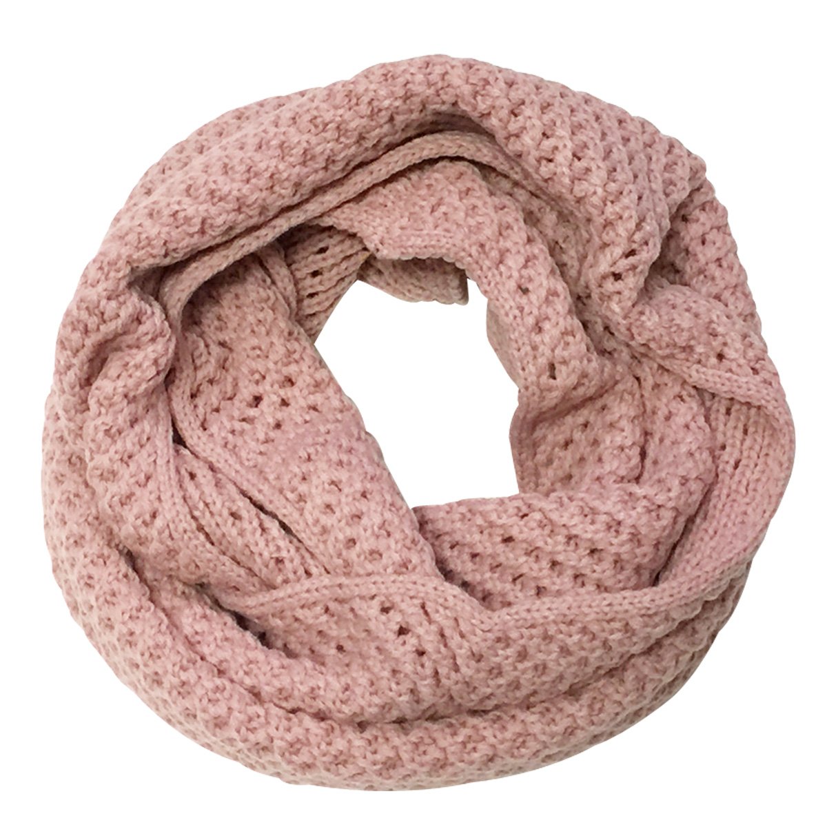 Wrapables Solid Color Warm Winter Knit Infinity Scarf, Pink_A