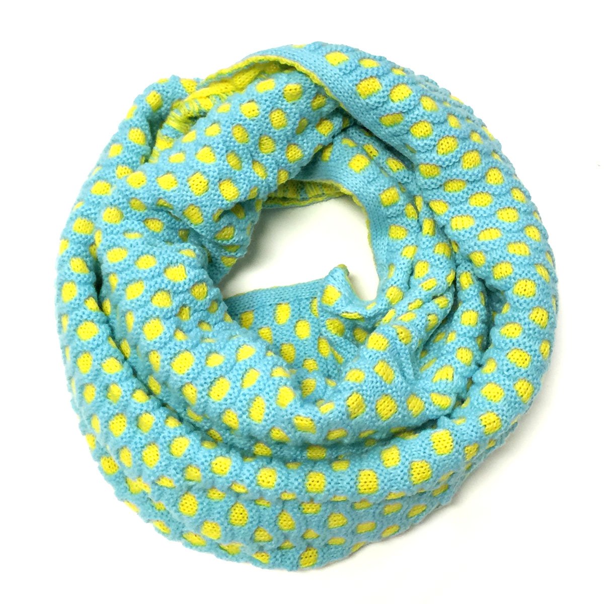 Wrapables Two Tone Warm Winter Knit Infinity Scarf, Aqua & Lime Green