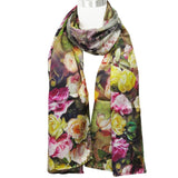 Wrapables Women’s 100% Charmeuse Oil Painting Long Scarf, Vintage Roses