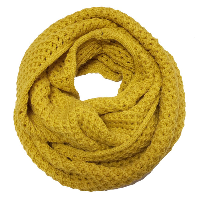 Wrapables Solid Color Warm Winter Knit Infinity Scarf, Mustard_A