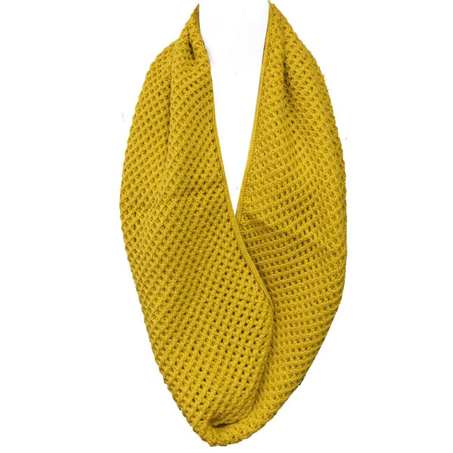 Wrapables Solid Color Warm Winter Knit Infinity Scarf, Mustard_A