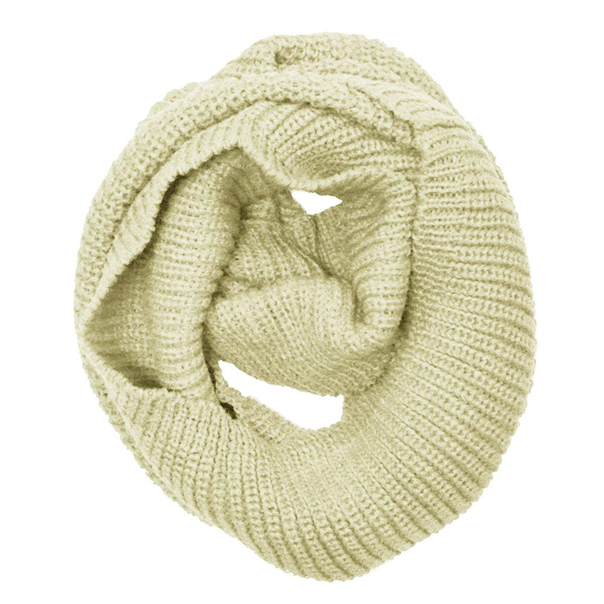 Wrapables Solid Color Warm Winter Knit Infinity Scarf, Beige