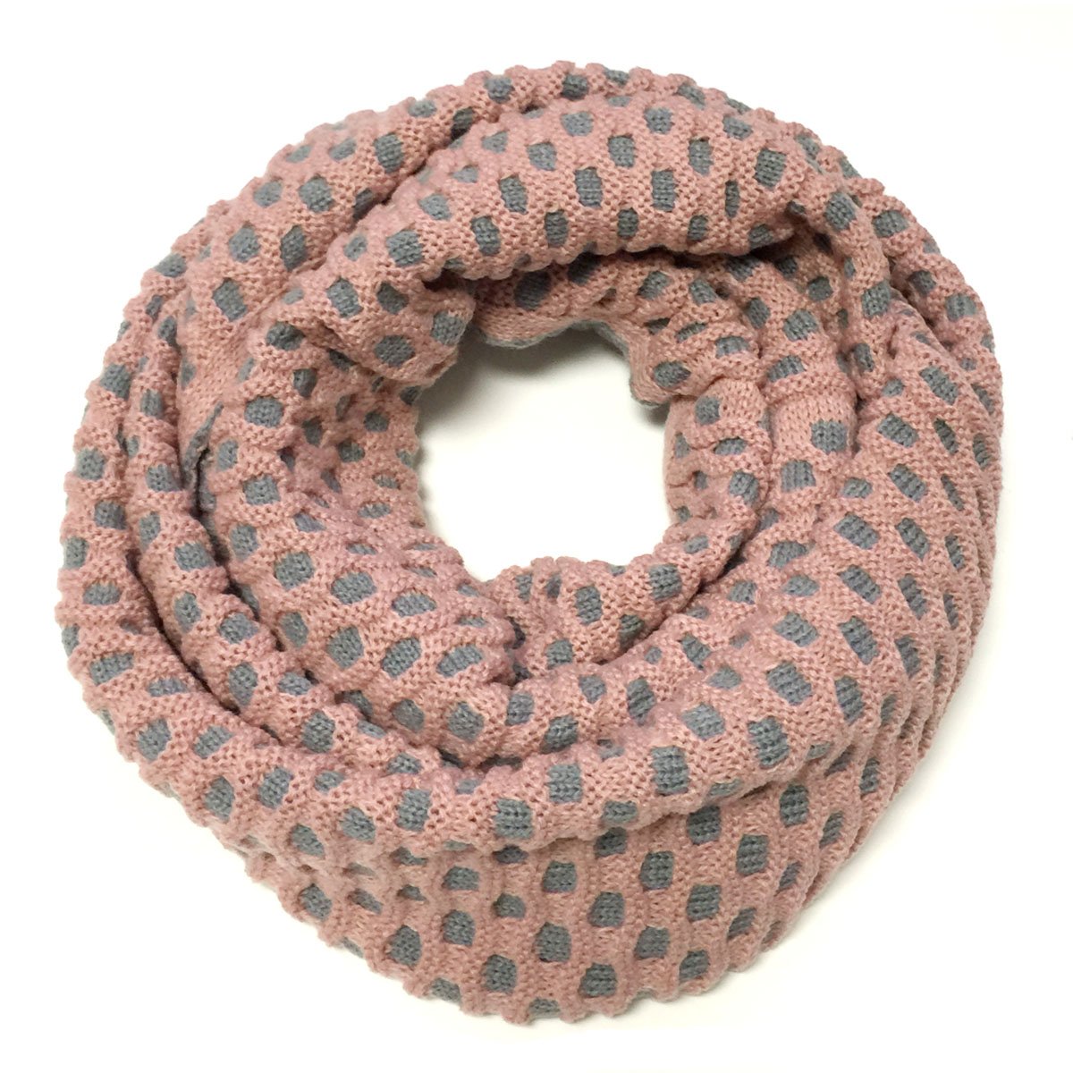 Wrapables Two Tone Warm Winter Knit Infinity Scarf, Pink & Gray