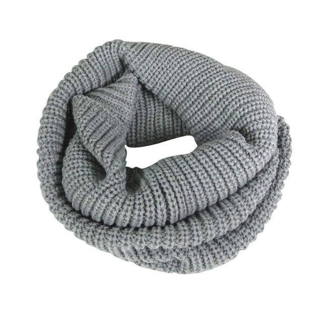 Wrapables Solid Color Warm Winter Knit Infinity Scarf, Gray